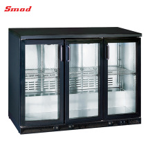 Black Bar Refrigerator Mini Counter Top 3 Glass Door Showcase Cooler